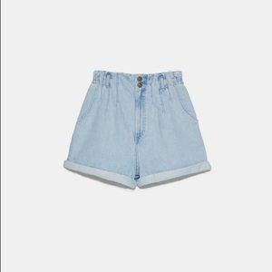 Paperbag Waist Denim Shorts